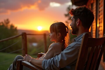 Golden sunset family love peaceful view breathtaking moment