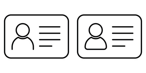ID Card Icon Set – Employee, Driver License, and Identity Badge Symbols in Outline Style Vector