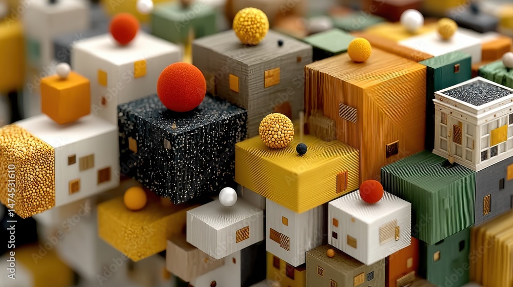 Aufkleber big complex shape with blocks moving 3d animation,photo stocks