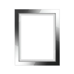 Fototapeta premium A shiny silver-colored frame with a black background. Interior trim is thin and bright white