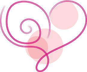 Abstract Pink Heart Shape with Swirls and Circles Design Element