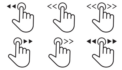 Swipe Gesture Icon Set – Touchscreen Flick and Scroll Symbols for Design in Minimal Style