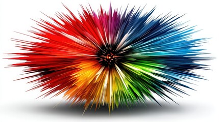 Vibrant Color Explosion in Abstract Art with Rays of Light and Dynamic Motion Effects
