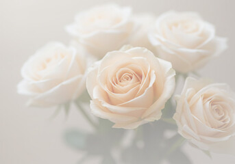 薄い肌色のバラの花束