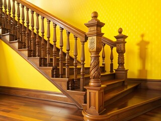 Luxurious Wooden Staircase: Elegant Interior Design Stock Photo