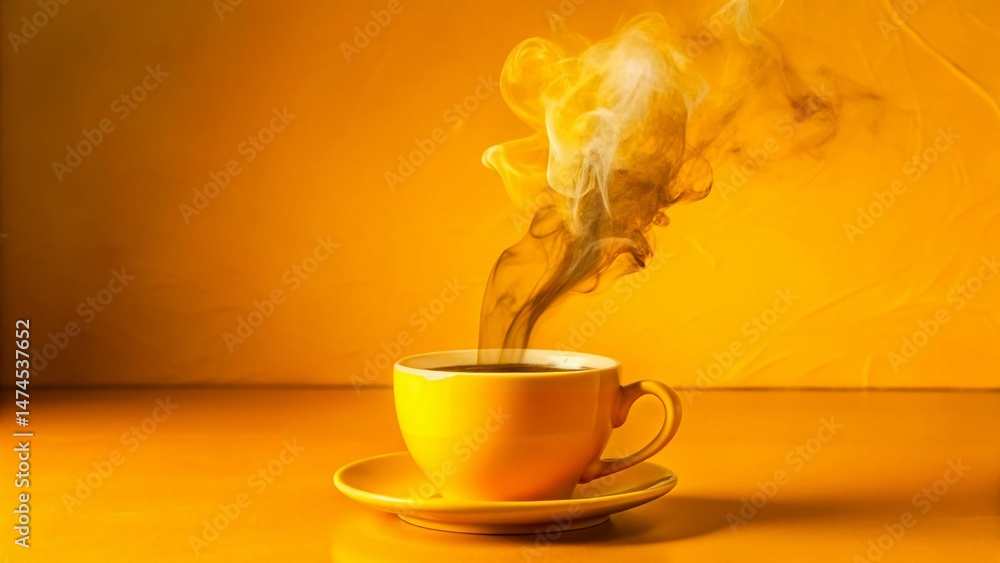 Poster macro coffee switch on: steam exploding from a warm mug