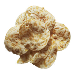 Tempeh chips on white background