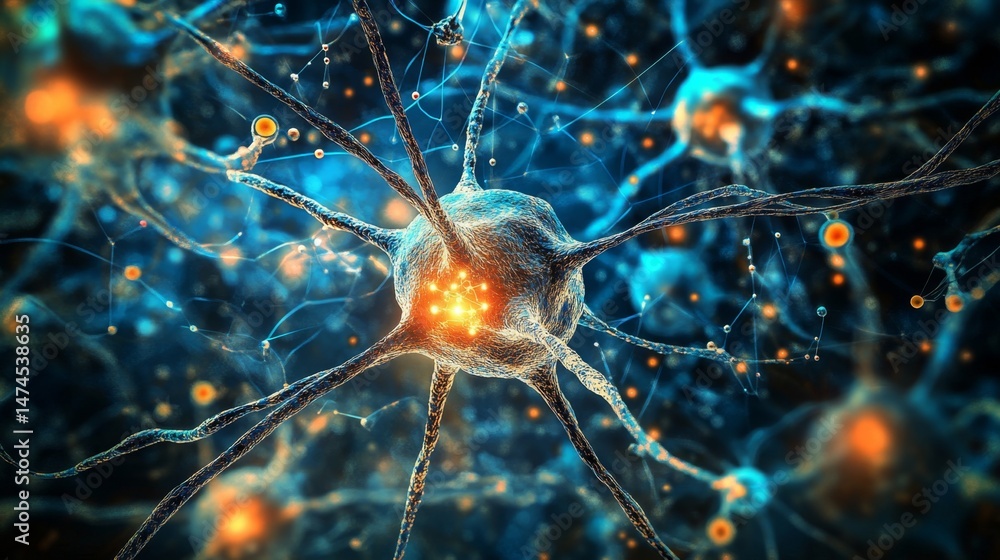 Aufkleber neural activity visualization laboratory setting scientific illustration high-tech environment close