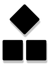 3 Blank round square photo frames in a simple vertical layout. Used as a printable template for photo collage or a mock up for album pictures and photographs collection in a classic flat style.