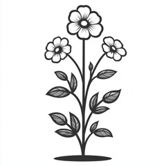 tiny flower icon in minimalist black outline, white background
