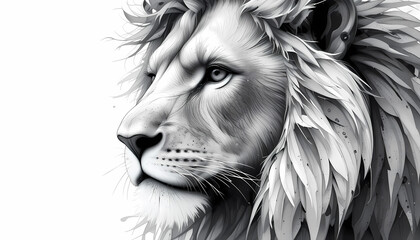 Magnificent Lion Portrait A Black and White Study of Power and Grace