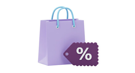 Isolated Shopping Bag with Discount Tag