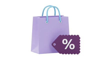 Isolated Shopping Bag with Discount Tag