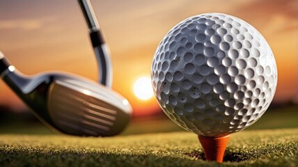 golf club and ball on green