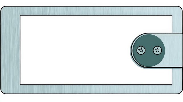 Modern Metal Name Tag with Blank Area for Personalization and Secure Fastening Mechanism