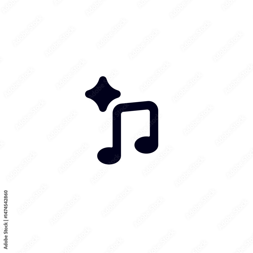 Poster ai minimalist music note icon features a sleek design with abstract elements, creating a modern look