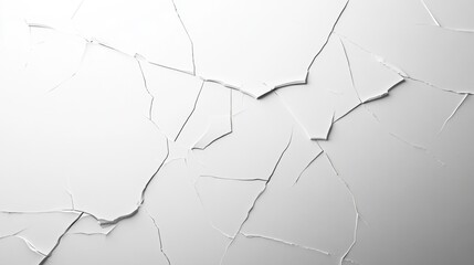 Minimalist cracked glass background with sharp angular breaks across white light