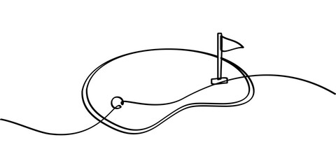 Obraz premium continuous line drawing of golf symbol. abstract line art illustration