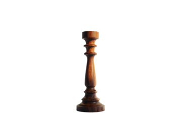 Elegant, dark wood candlestick holder with turned details
