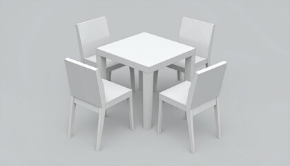 Modern Minimalist Furniture Set with White Table and Chairs