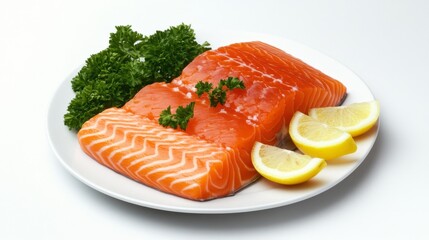 Delicious salmon fillet preparation kitchen food photography clean environment close-up culinary art