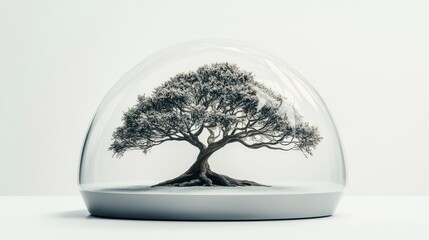 a close up of a glass ball with a tree inside, tree of life inside the ball