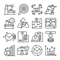 industry and manufacturing concept line icons set vector illustration