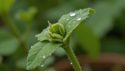 the cotyledons fully open, facing upward to absorb light. the stem is slightly thicker and shows signs of rapid growth