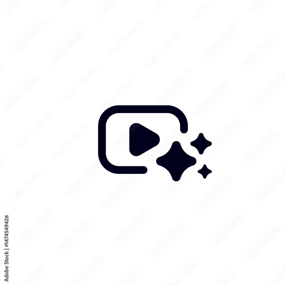 Poster ai-inspired symbol featuring a play button and sparkle elements, ideal for digital applications.
