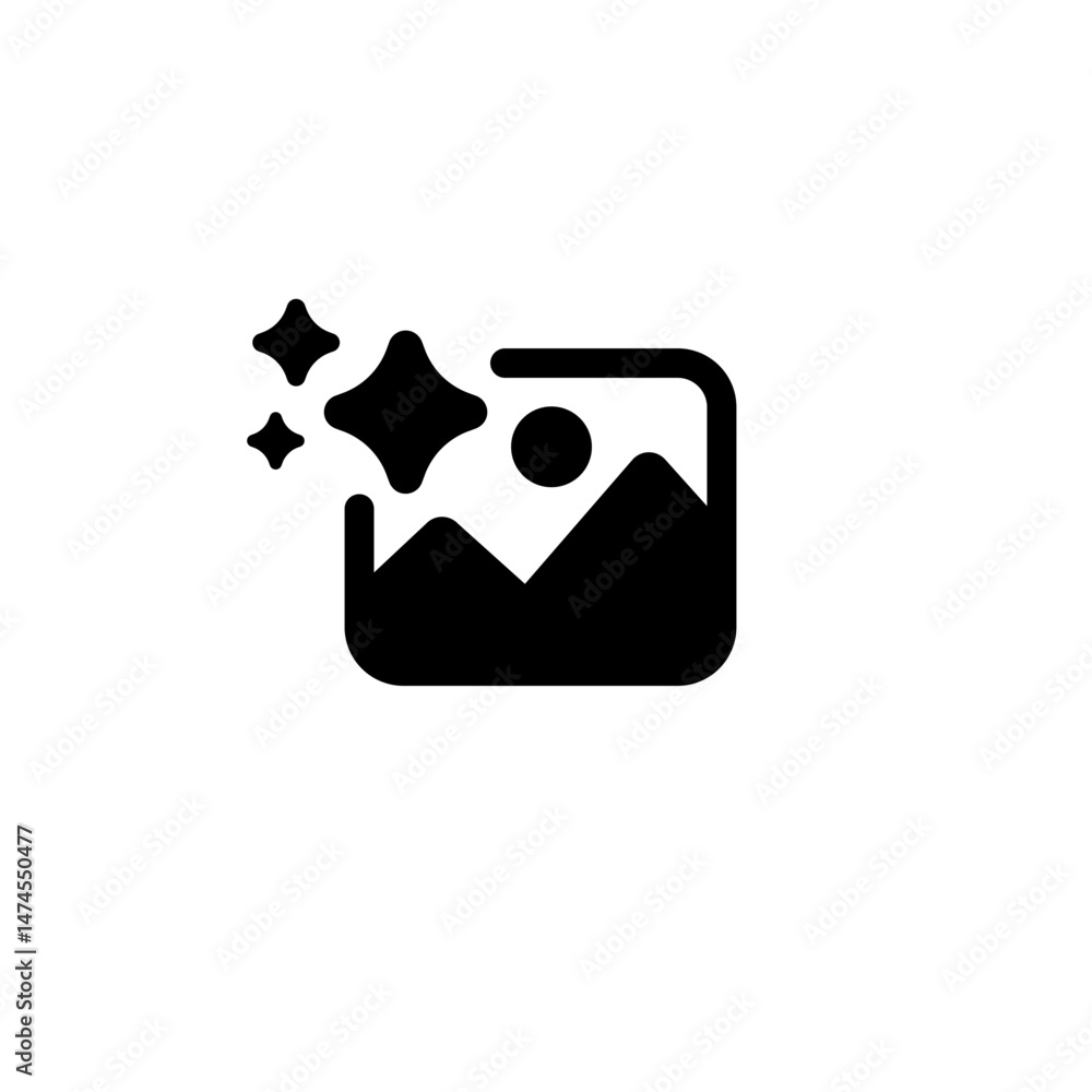 Poster ai image icon depicting mountains and stars, representing content for artificial intelligence interf