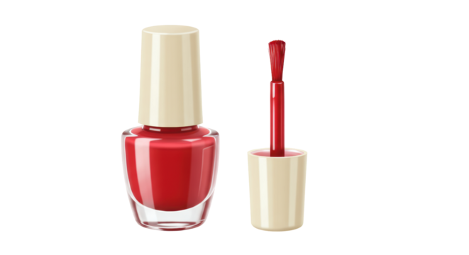 Isolated Red Nail Polish Bottle