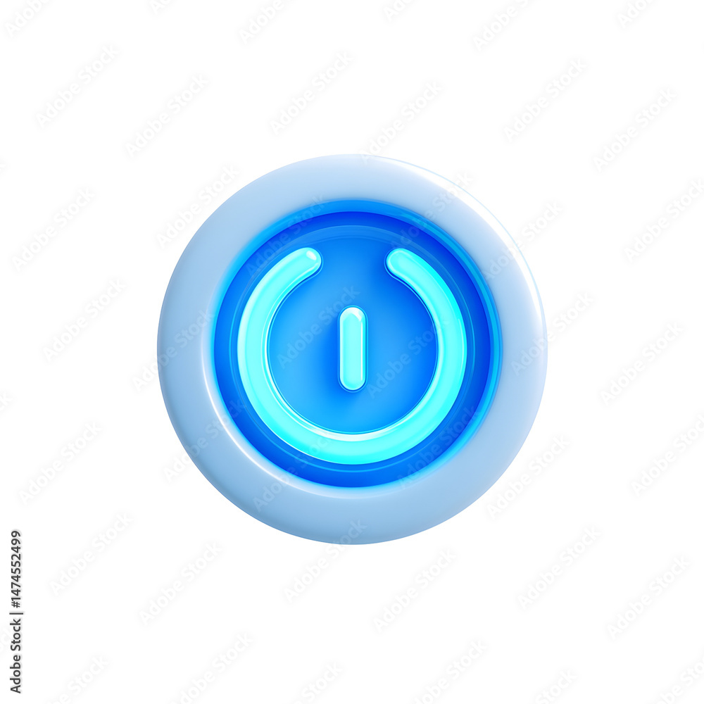 Aufkleber minimalist 3d of a glowing blue circular icon representing power energy and financial transaction fl