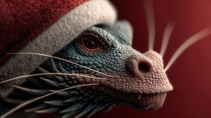 cartton dragon head with santa s hat asian new year background.stock image