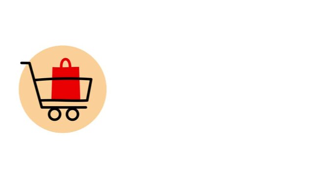 Animated trolley or shopping cart rolling across the screen, ideal for e-commerce, logistics, or retail shopping themed visuals