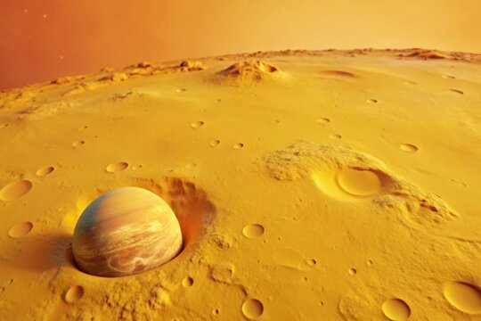 Martian Landscape: Phobos Transit - Aerial View of Mars and its Moon