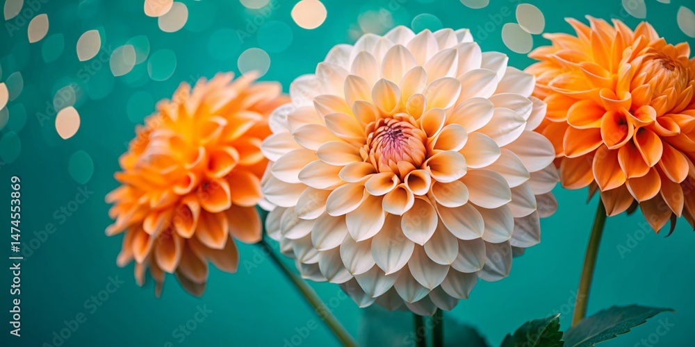Poster mesmerizing slow motion timelapse of vibrant dahlias blooming with bokeh effect