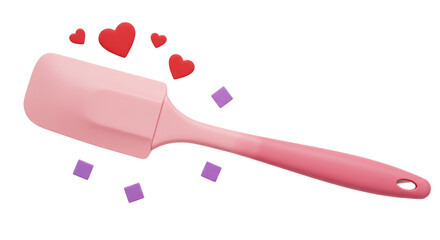 Isolated Pink Spatula with Hearts