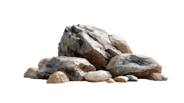 Natural rock formation with various sizes and textures in detail