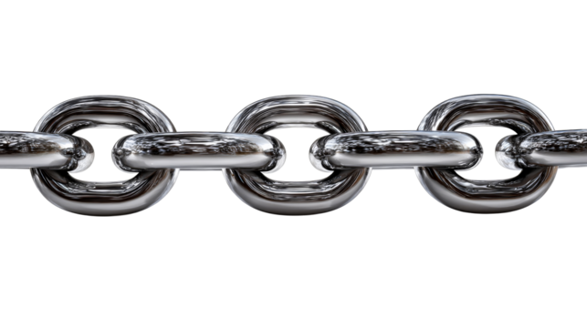 Metal chain links connected in a seamless design for industrial use