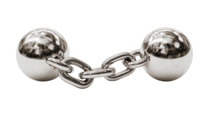 Metal connecting balls on chain with transparent background