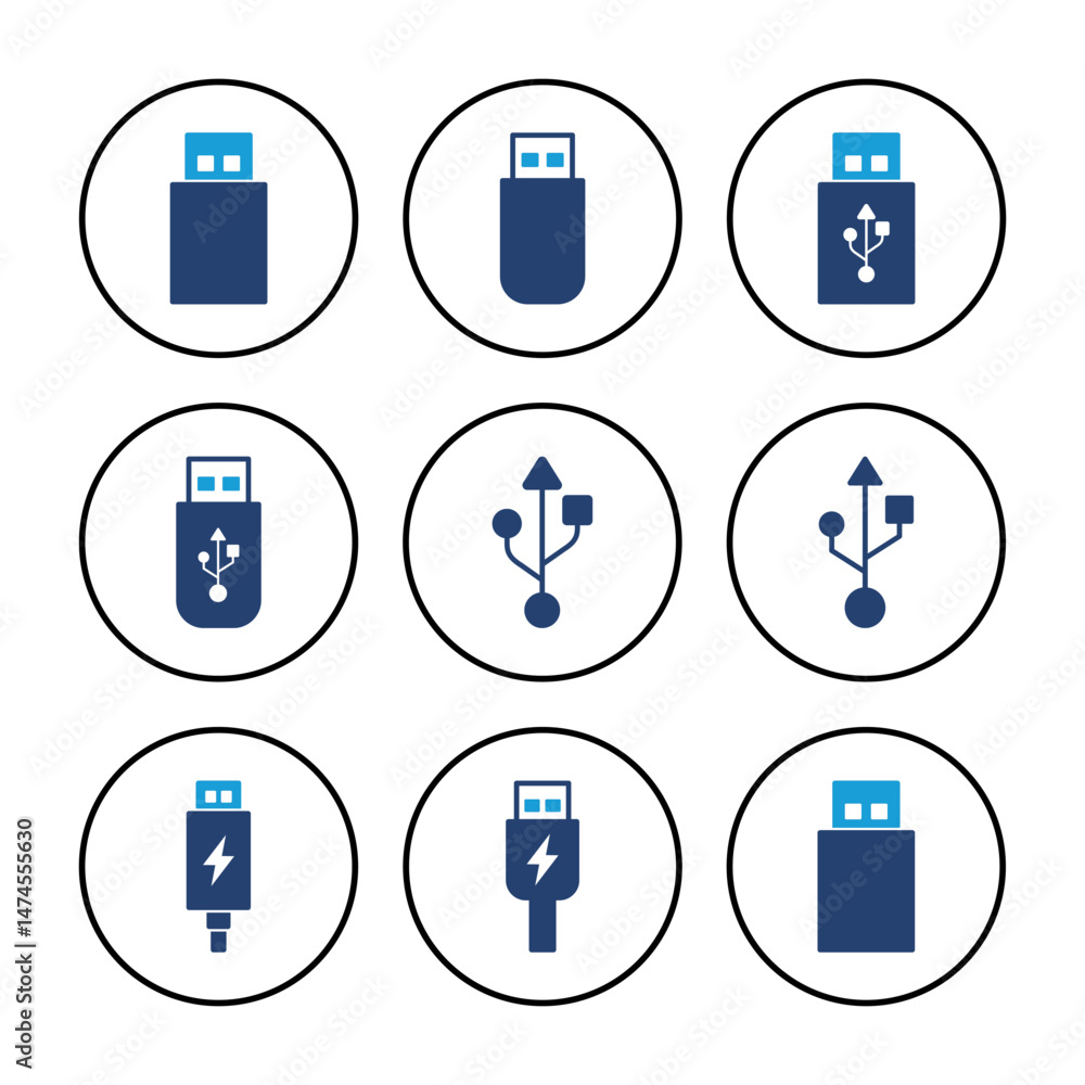 Poster usb icon vector. flash disk icon vector