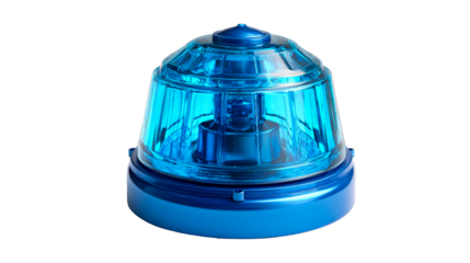 Blue emergency light with transparent background for safety use