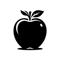 Apple with Leaf Silhouette for Fruit and Health Design