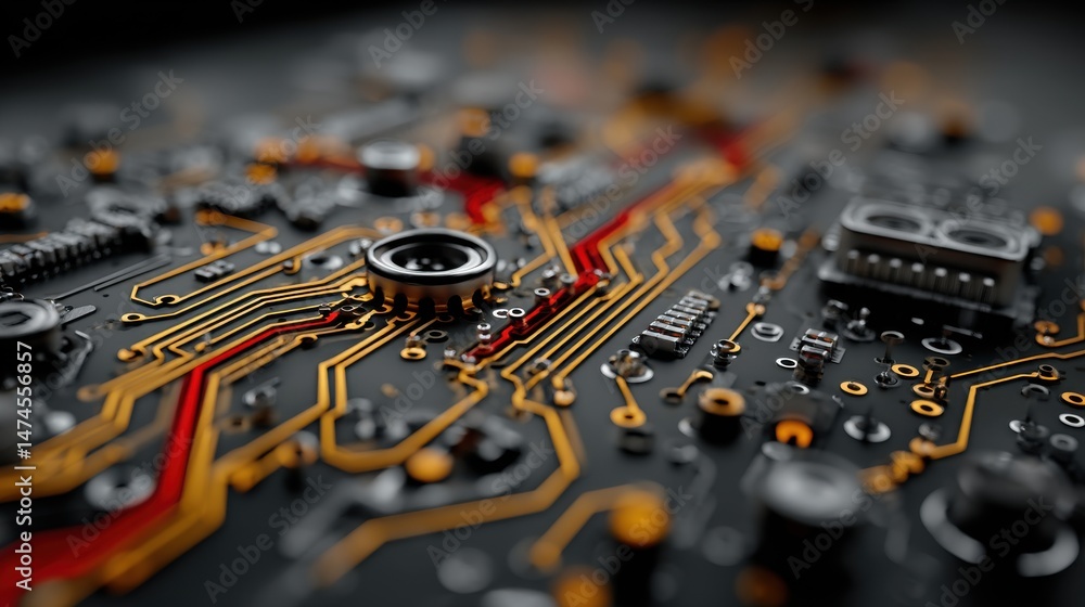 Poster circuit composed of abstract graphics science and technology background