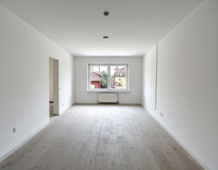 Spacious and Bright Empty Room with Natural Light and White Walls