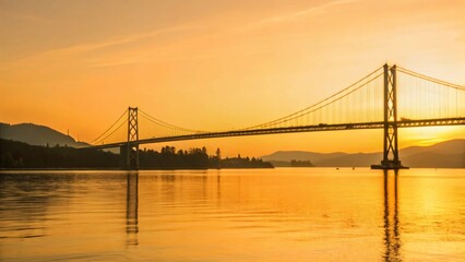 Fototapeta premium Minimalist Lions Gate Sunset: Majestic Mountain Silhouette at Dusk