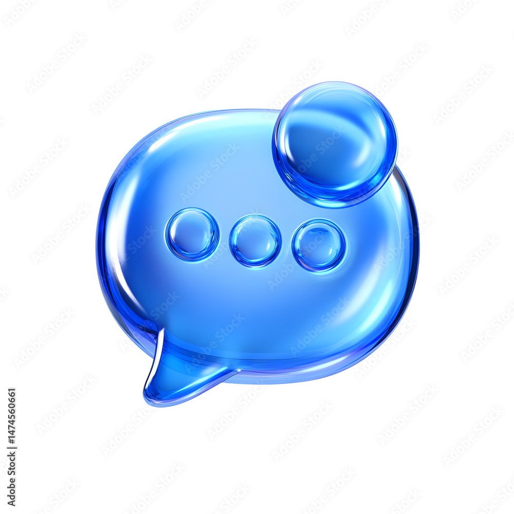 Aufkleber Sleek minimalist digital icon depicting a glowing blue chat bubble with three dots symbolizing an active conversation or message being composed