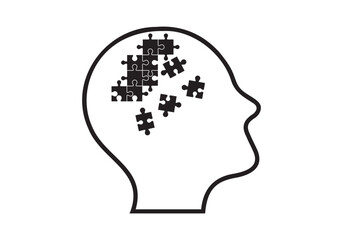 Head brain vector icons set