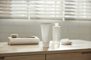 cosmetics placed in the sunlit area