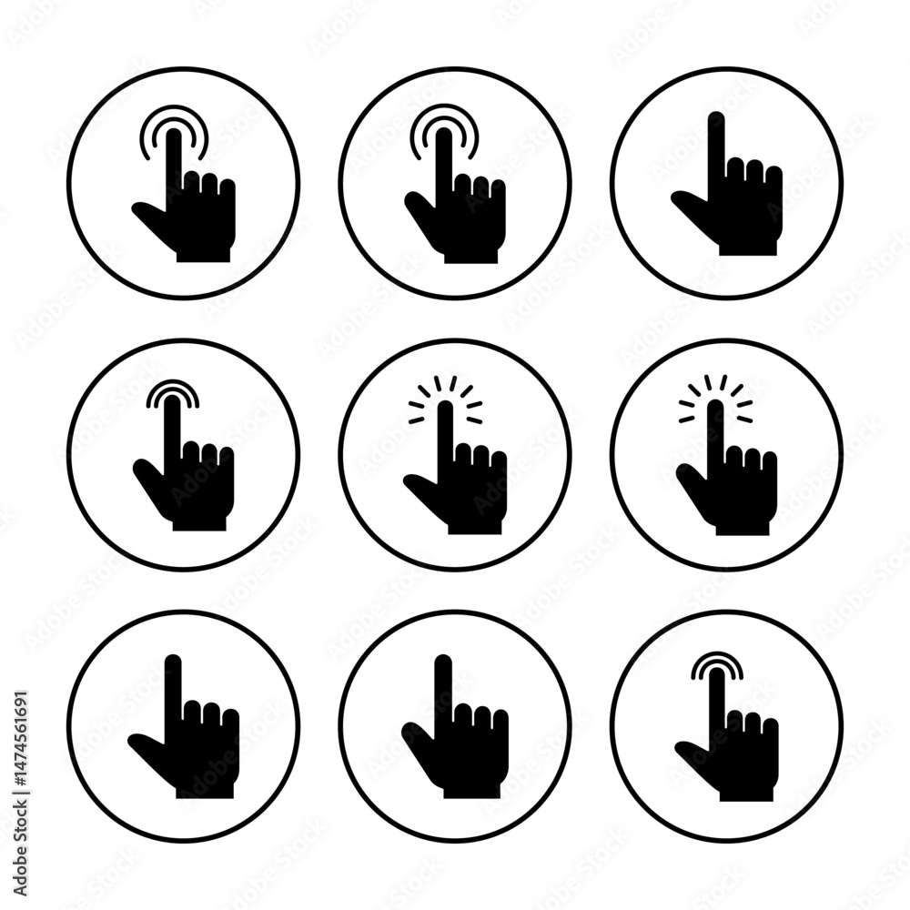 Poster hand click icon vector. pointer icon vector. hand cursor icon vector